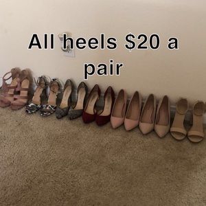 Selling all my heels I never wear. $20 buy more than one I’ll sell them for $15